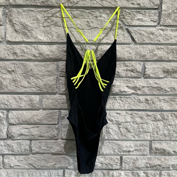 Neon yellow and black size large one piece swimsuit - Picture 2 of 3